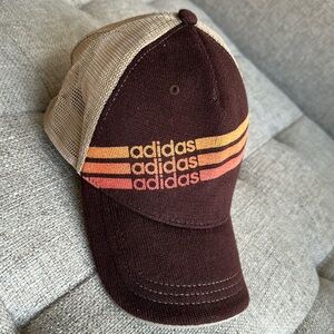 NWOT adidas vintage original three line brown cap one size fits all adjustable